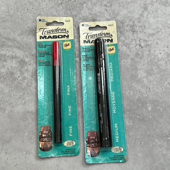 Transform Mason Jar Glass Markers Set of 2 Red and Black‎ - Picture 1 of 8